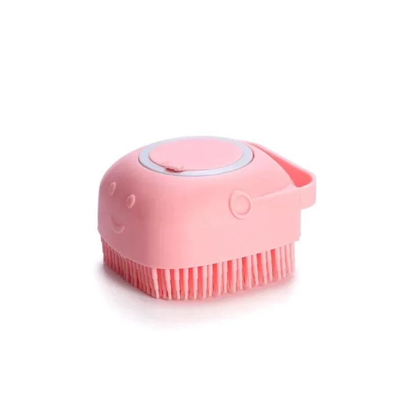 Pet Shower Brush – Grooming + Soap Dispenser