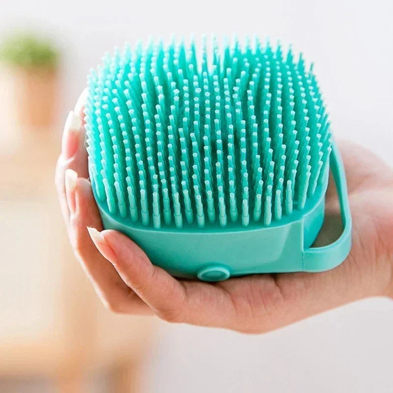 Pet Shower Brush – Grooming + Soap Dispenser