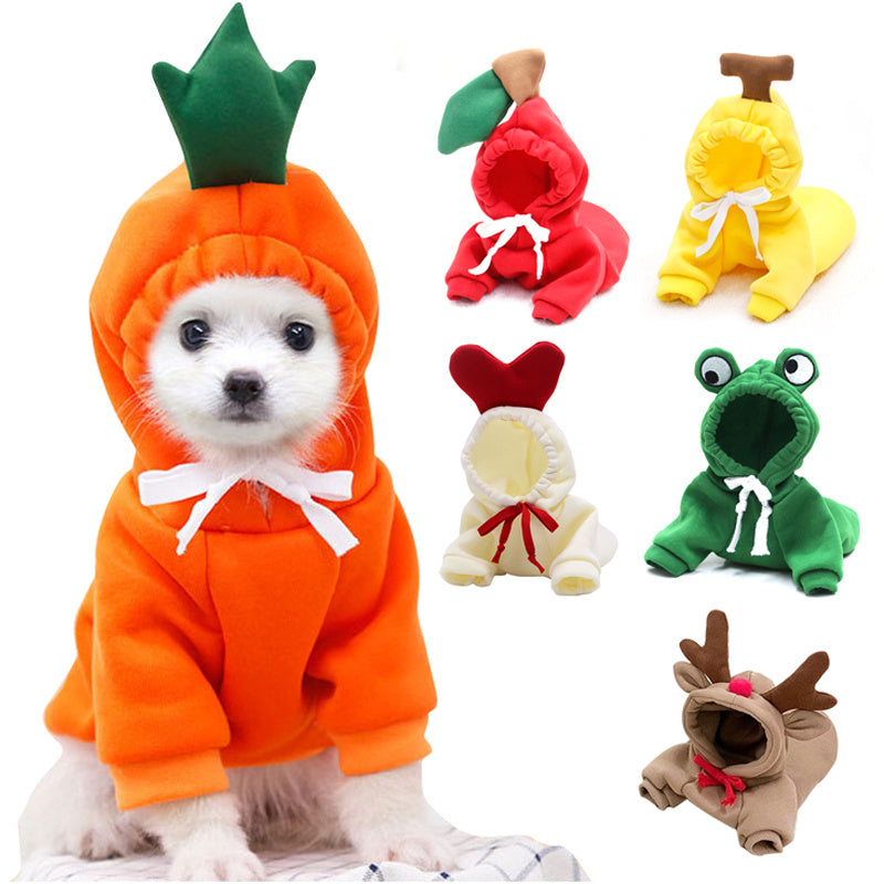 Cute Fruit Hoodie for Small Dogs – Warm Fleece Winter Outfit